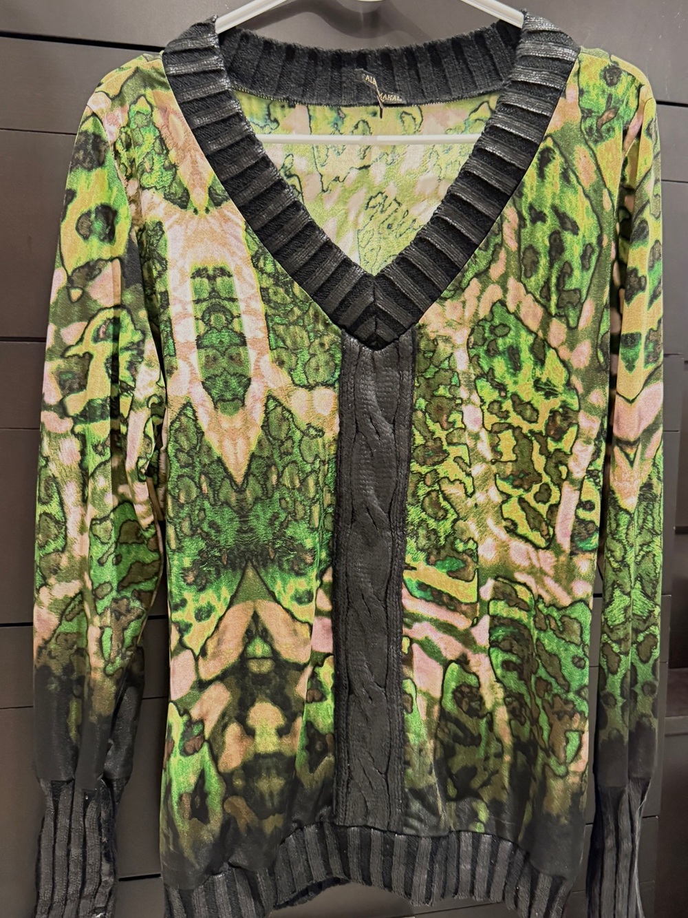 NEW WITHOUT TAGS Alberto Makali Art Wear L Knit Abstract Luxe Textured Sweater